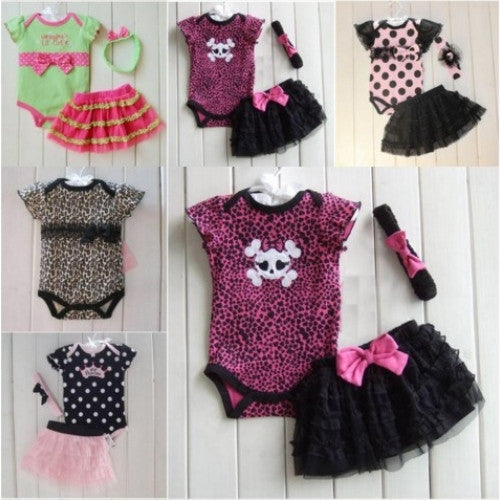 Outfit Costume Infant Baby Girl Polka Dot Headband+Romper+Tulle TUTU Dress