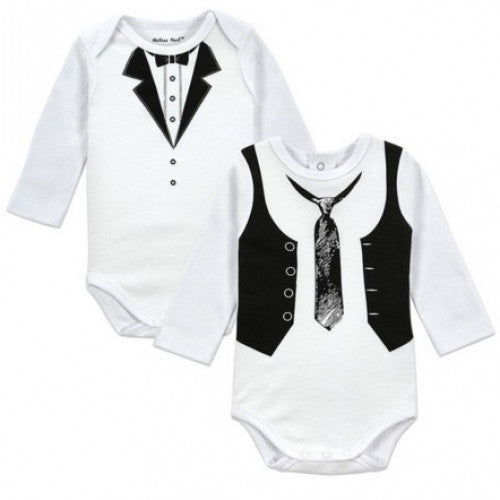 Baby Rompers Long Sleeve Overalls Next Baby Body Jumpsuit 2PCS Lovely Gentleman Baby Boy Clothes White Newborn Wedding Clothes