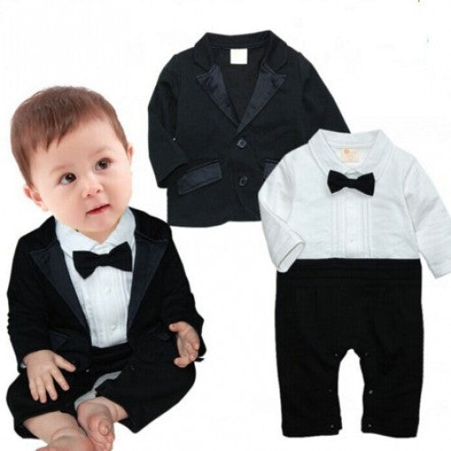 Gentleman Bow Ties Rompers +Jackets Vestido Bebe Suit Birthday Party Clothing Costumes